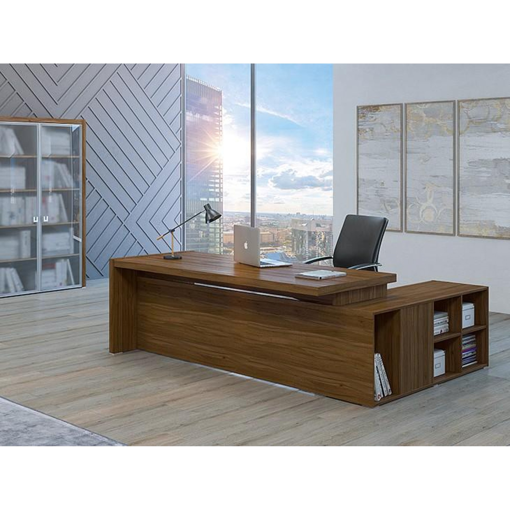 Стол для руководителя Solid древесина коричневая нейтральная орех 2230x1740x750(POI_SOL29711403)