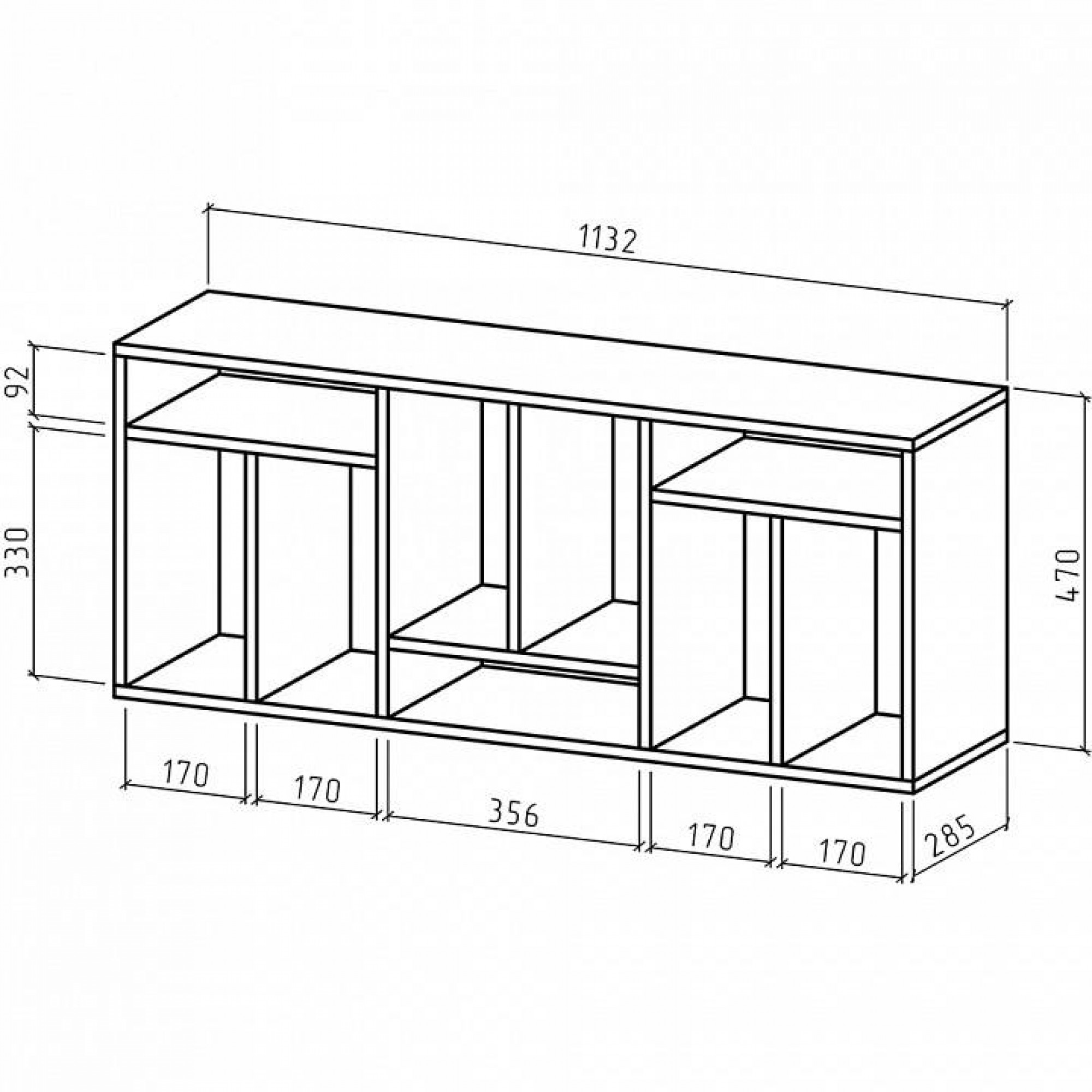 Полка книжная Офис-2    MAS_PNOF-2-DZ