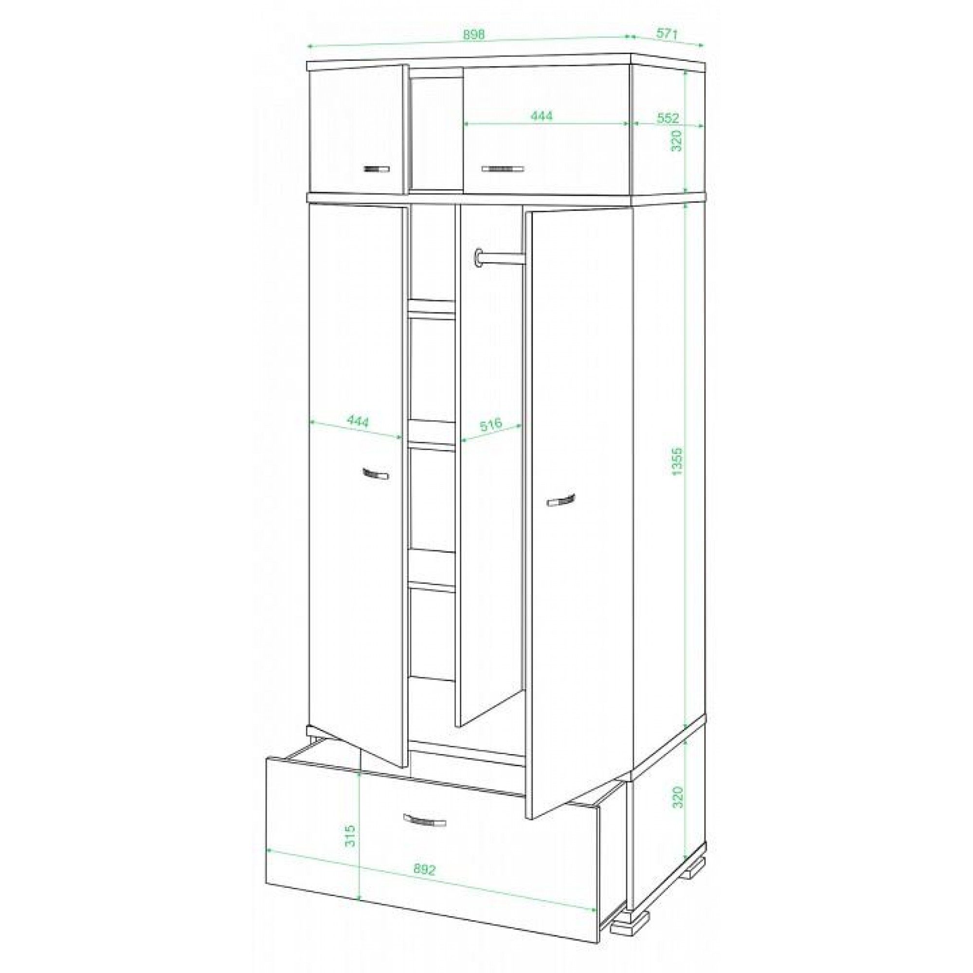 Шкаф платяной Домино КС-20    MER_KS-20_BESH