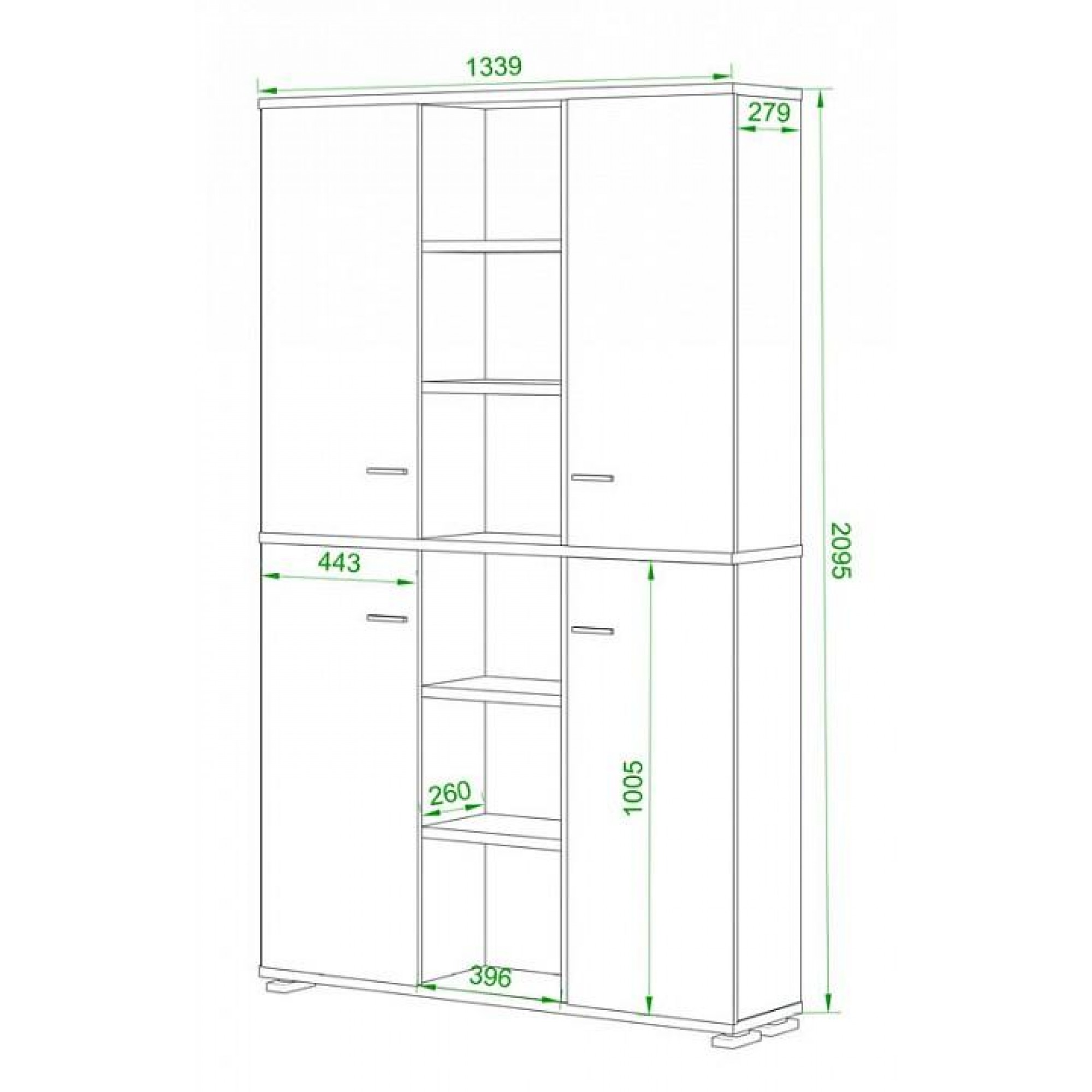 Шкаф книжный Домино ПУ-40-5    MER_PU-40-5_KV